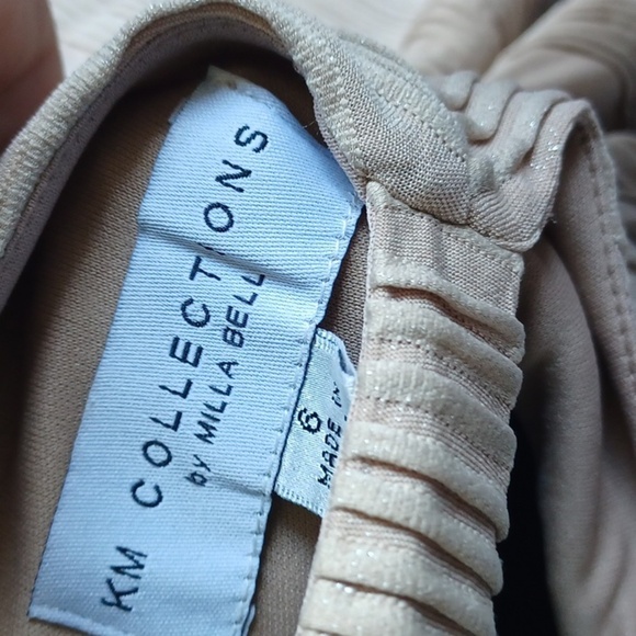 NWT KM Collections Milla Bell Size 6 Tan Formal Dress Evening w/Jacket, bejewel - Picture 6 of 7